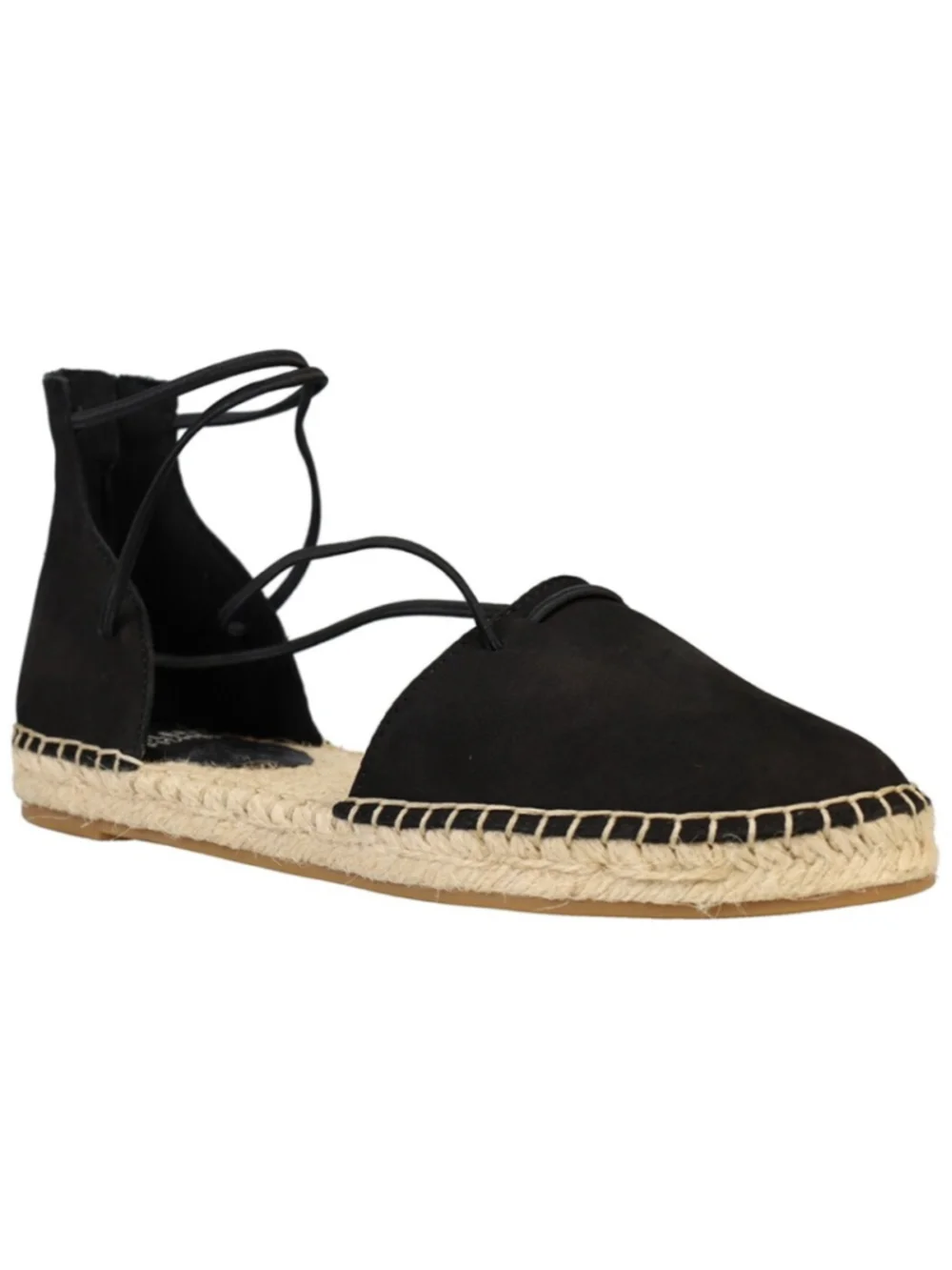 Eileen Fisher Black Leather Ankle Wrap Espadrille Sandals 9